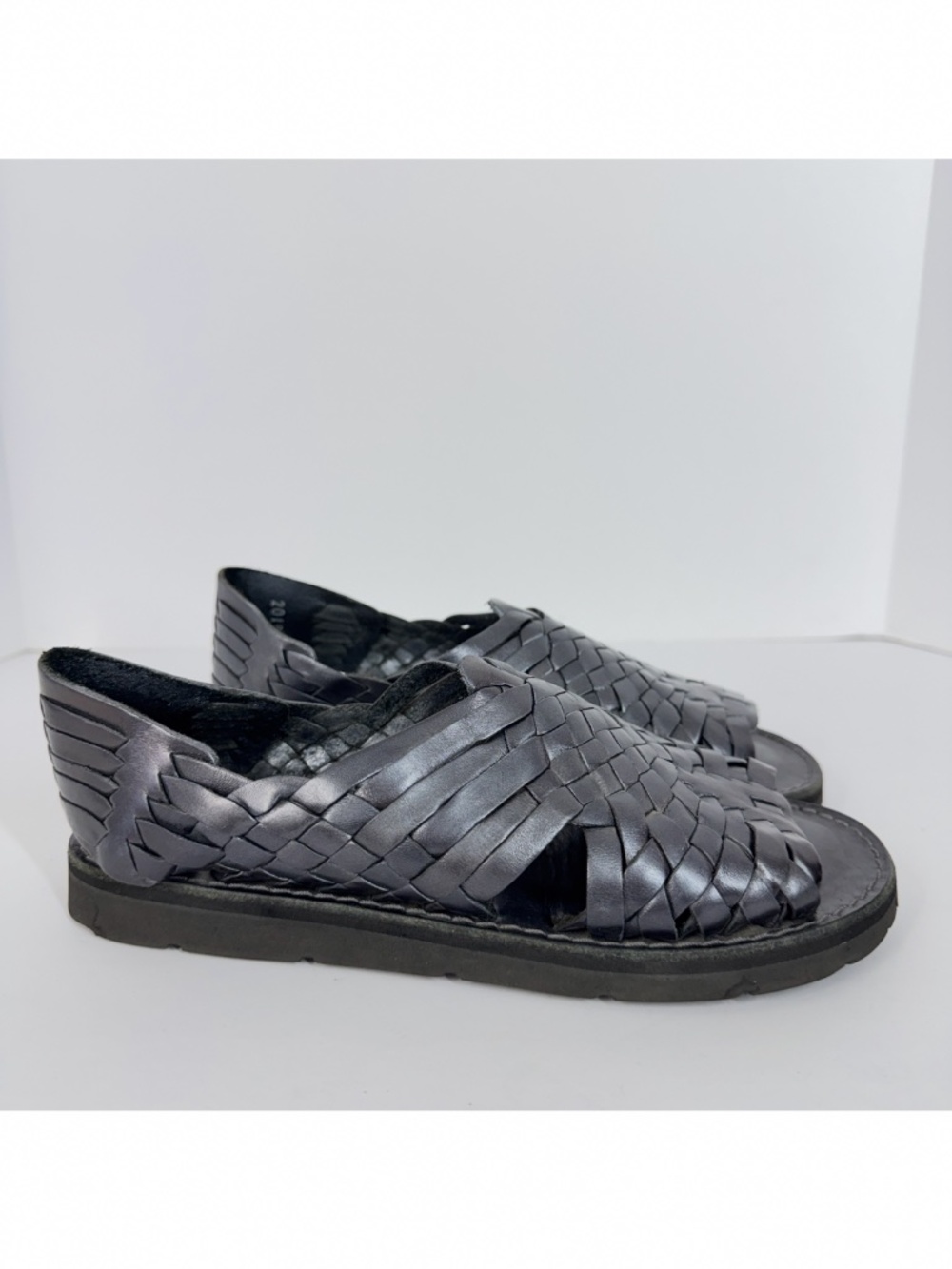 Ronn Simpson Brand X Huaraches Woven Leather Sandals Black Slip On Sz 7 Boho